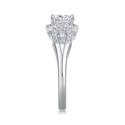 Luxury Fashion Large Diamond Wedding Ring With Moissanite Silver Ring
