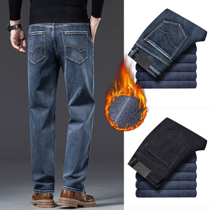 Men’s Loose Fleece-Lined Straight-Leg Winter Trousers – Cozy Casualwear