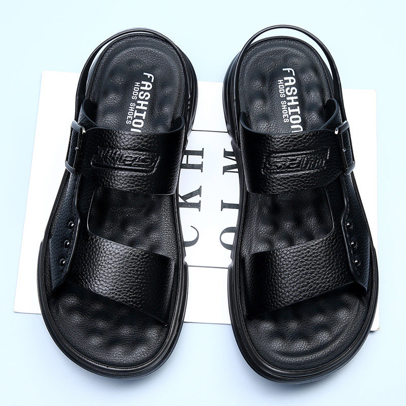 Soft Leather Men's Casual Beach Shoes – Latex-Padded Comfort