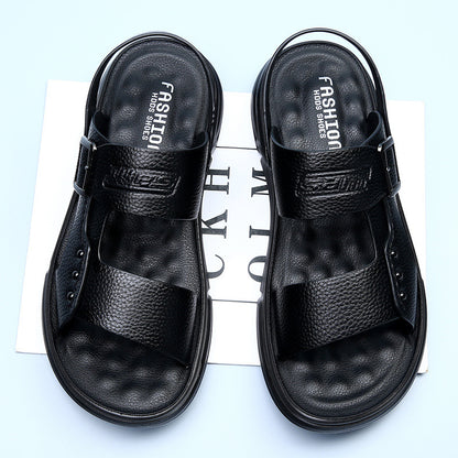 Soft Leather Men's Casual Beach Shoes – Latex-Padded Comfort
