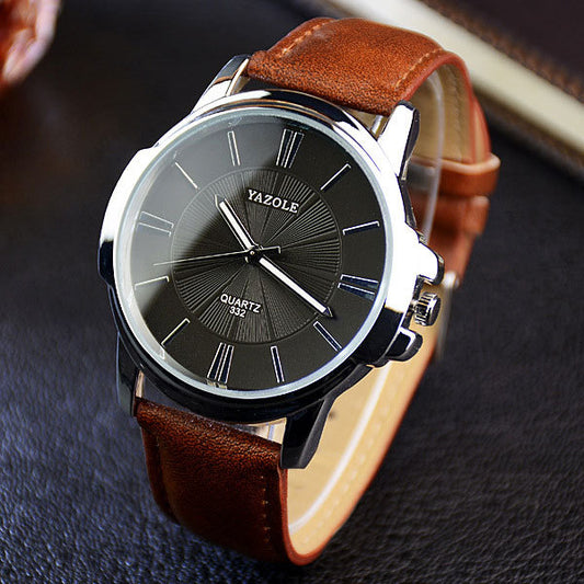 YAZOLE 332 Men’s Quartz Business Watch – Classic Leather Strap, Luxury Analog Display