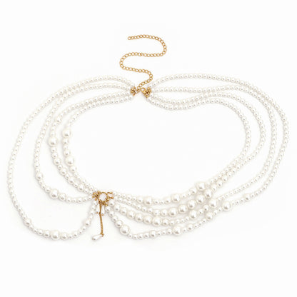 Multi-layer Pearl Waist Chain Female Tassel Belt Dress Sweater