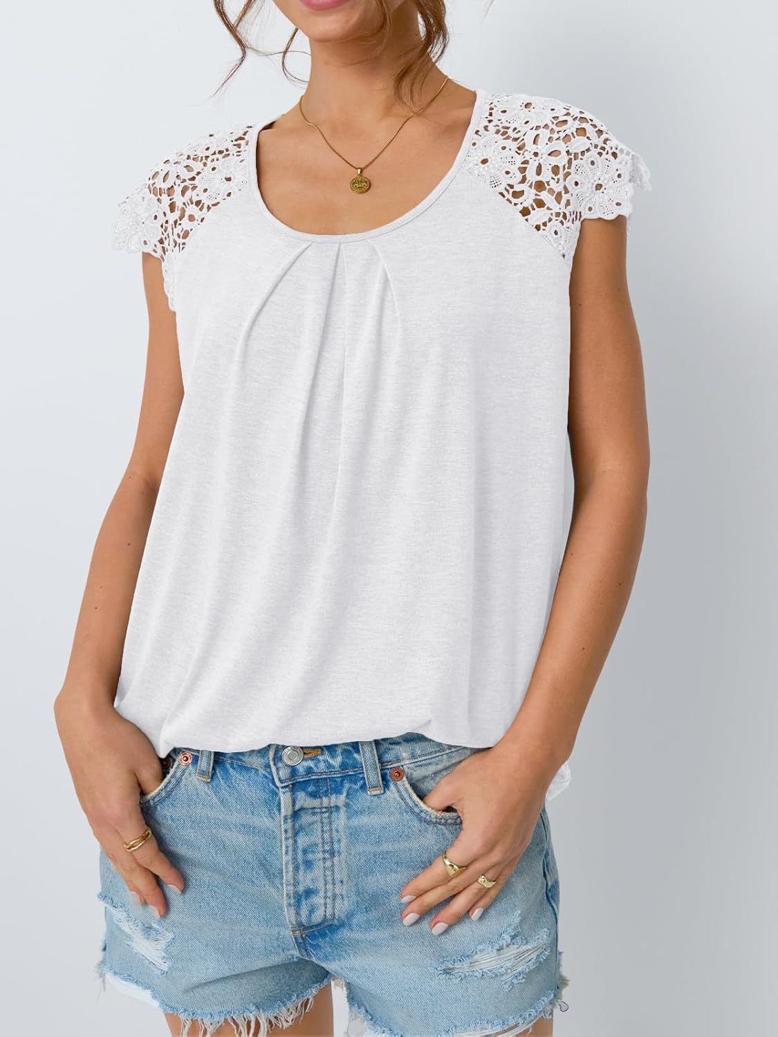 Women's Lace Sleeve Top Short Sleeve