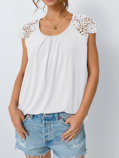 Women's Lace Sleeve Top Short Sleeve