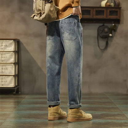 Retro Loose Straight Denim Pants for Men – Vintage Streetwear Style