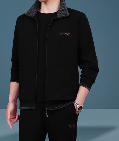 Men’s High‑End Casual Three‑Piece Sportswear Suit – Mid‑Age “Dad Wear” Track Set