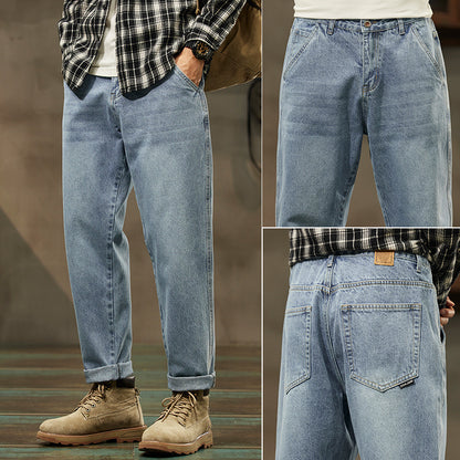 Retro Loose Straight Denim Pants for Men – Vintage Streetwear Style