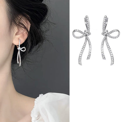 French Style Full Zirconium Bow Ear Clip Without Pierced Mosquito Coil