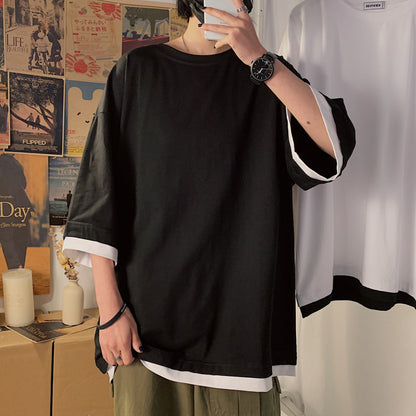 Unisex Loose Round‑Neck Half‑Sleeve Couple Tee – Casual Oversized Comfort