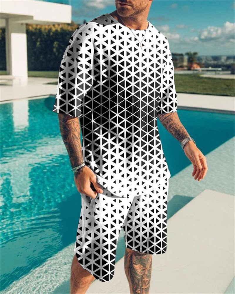 3D Digital Printed T-shirt Men's T-shirt Casual Suit