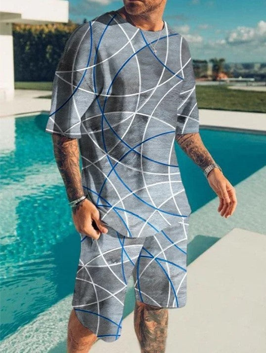 3D Digital Printed T-shirt Men's T-shirt Casual Suit