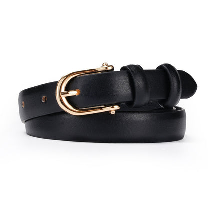 Women's First Layer Cowhide Pin Buckle Korean Style Trendy All-matching