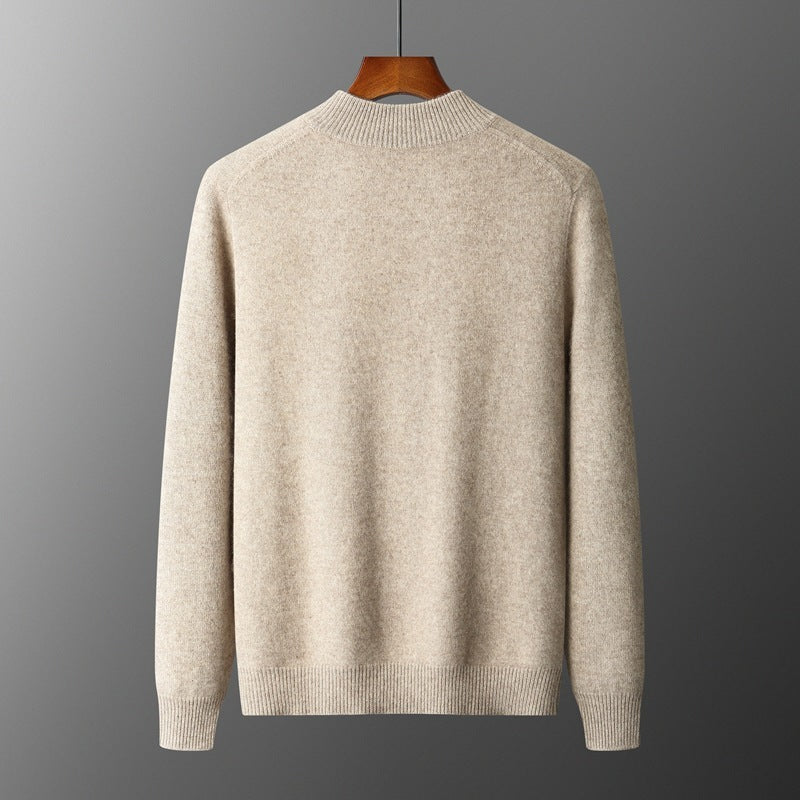 Wool Cardigan Men's Stand Collar Zipper Knitted Sweater Coat Warm And Loose Cashmere Pants Men