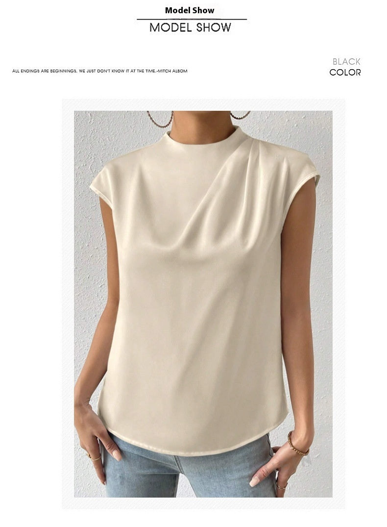 Artificial Silk Summer Round Neck Outerwear Top