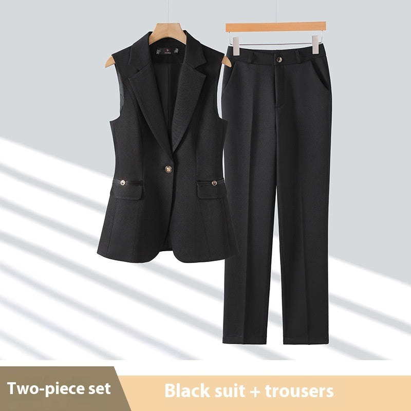 High-end Slim-fit Temperament Professional Vest Two-piece Set