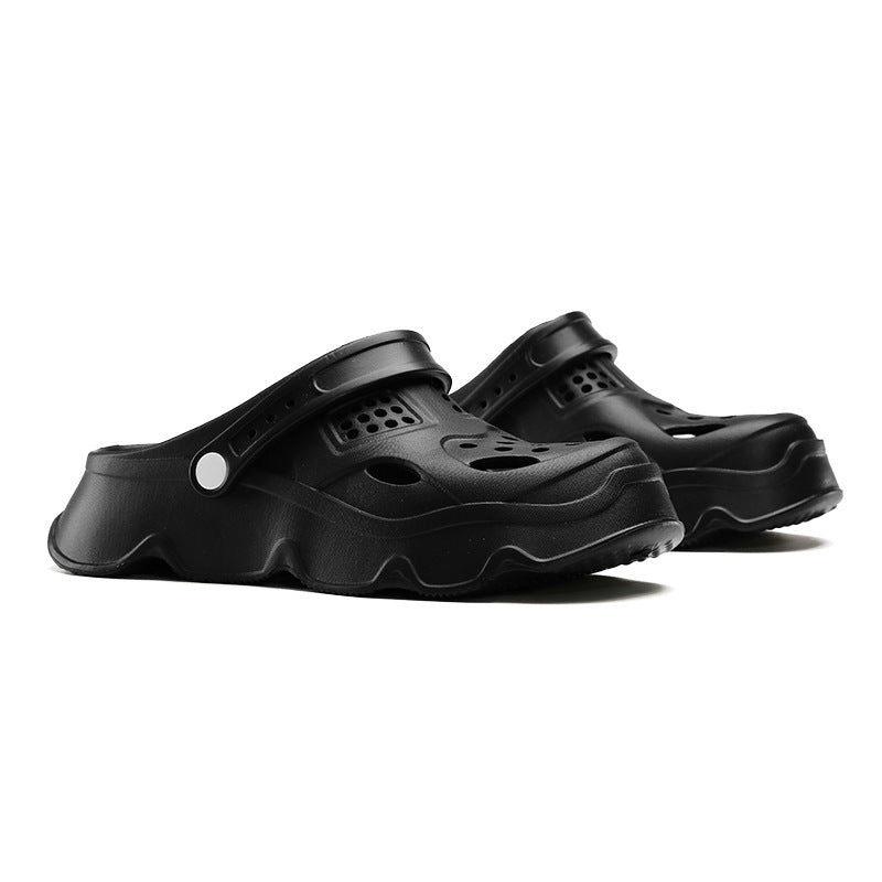 Men’s Hollow-Out Soft Bottom Closed-Toe Beach Slippers – Breathable & Non-Slip