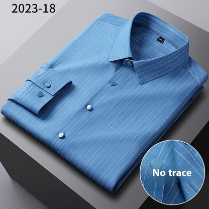 Men’s Seamless Bamboo-Fiber Striped Shirt – Lightweight Luxury & Breathable Comfort