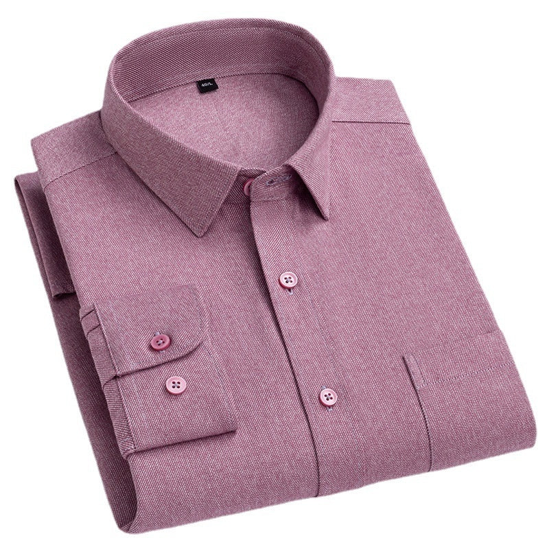 Men’s Solid-Color Long-Sleeve Pocket Business Shirt – Lightweight and Sleek