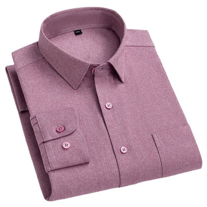 Men’s Solid-Color Long-Sleeve Pocket Business Shirt – Lightweight and Sleek