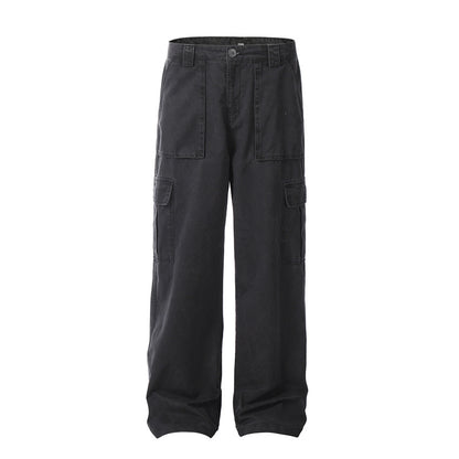 Men’s Vintage Wash Loose Straight-Leg Pants – Retro Streetwear Comfort