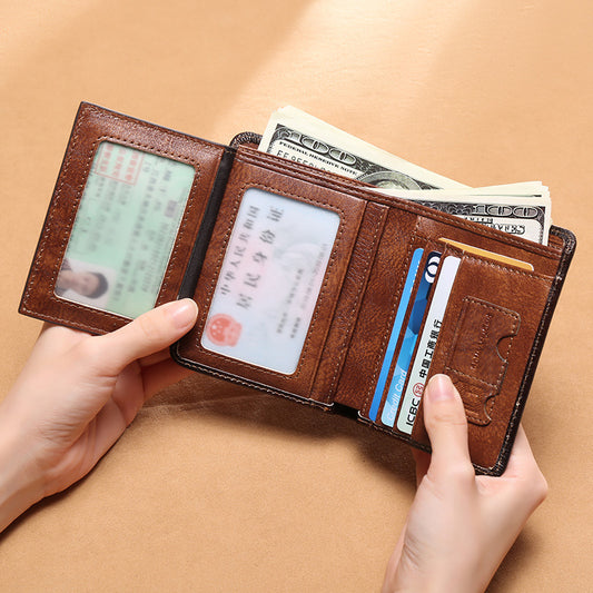 New style men's wallet multifunctional leather short wallet