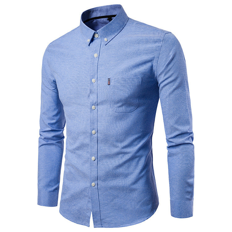 Men’s Korean-Style Slim-Fit Long-Sleeve Dress Shirt – Modern Elegance