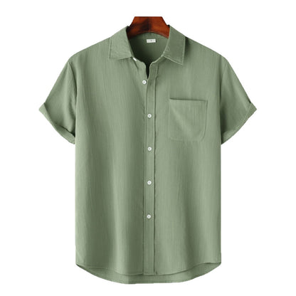 European And American Summer Short Sleeve Casual Cardigan Men's Shirt
