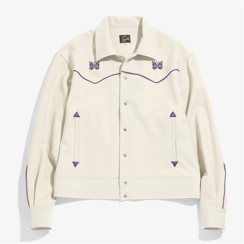Butterfly Embroidery Casual Style Jacket Short Suit Coat
