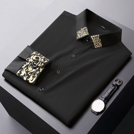 Men’s Spring Luxury European Style Embroidered Loose Oversized Shirt – High-End Fashion