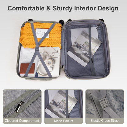 Vertical Pattern Two-piece Set 20 Inch Expandable With 14 Inch Suitcase