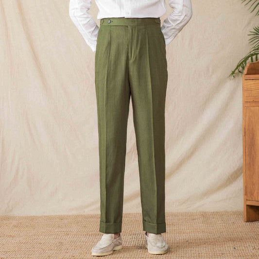 Men’s Naples High-Waist Straight Leg Pants – Minimalist Cotton Trousers for Everyday Style