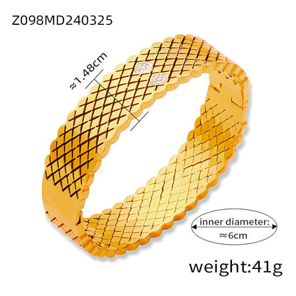 Fashion New Personalized Titanium Steel Gold-plated Diamond Geometric Bracelet