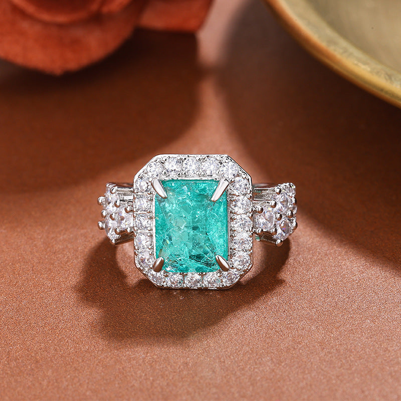 Artificial Princess Emerald Tourmaline Temperament Open Female Ring