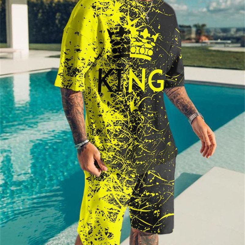 3D Digital Printed T-shirt Men's T-shirt Casual Suit