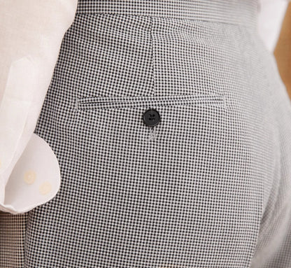 High Waist Houndstooth Straight Pants – Neapolitan Breathable Casual Suit Trousers
