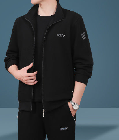 Men’s High‑End Casual Three‑Piece Sportswear Suit – Mid‑Age “Dad Wear” Track Set