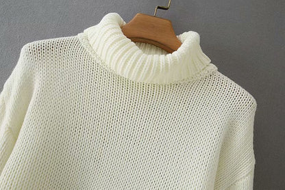 Retro Half High Neck Lantern Sleeve Sweater