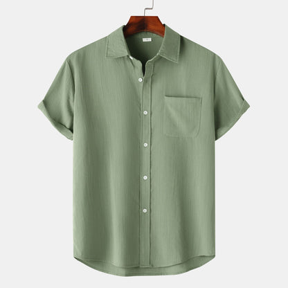 European And American Summer Short Sleeve Casual Cardigan Men's Shirt
