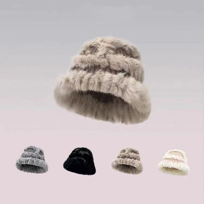 Rabbit Fur Hat Women's Autumn And Winter All-matching Thickened Plush Knitted