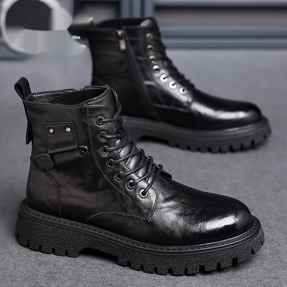 Men’s Retro Breathable PU Leather High-Top Martin Boots