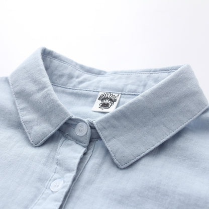 Double-layer Cotton Yarn Pure Color Skin-friendly Long-sleeved Shirt