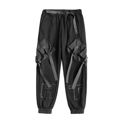 Men's Loose Black Overalls – Hip-Hop Streetwear with Utility Pockets