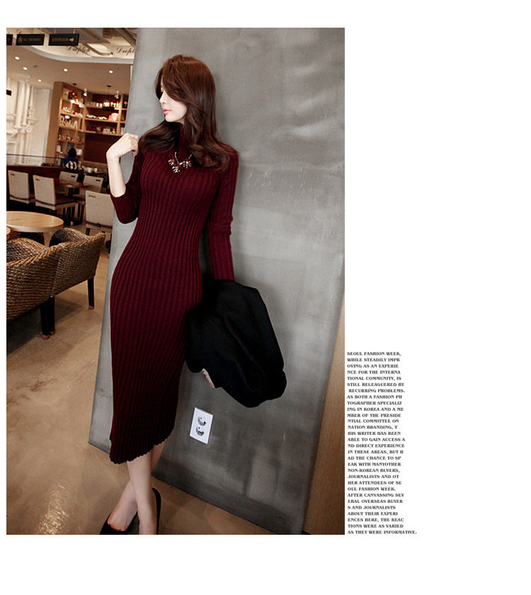 Loose Half High Neck Pullover Sweater Base Dress