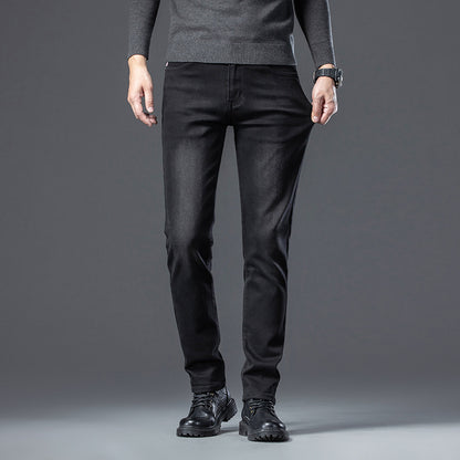 Men’s Fleece-Lined Slim Straight Jeans – Warm & Stylish Winter Essential