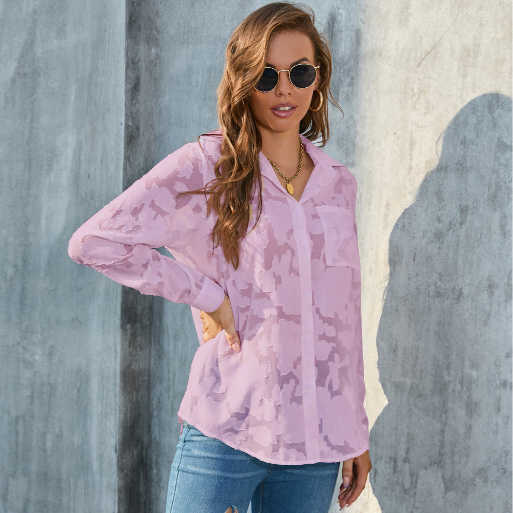 Plus Size Women's Loose Top Casual Chiffon Shirt