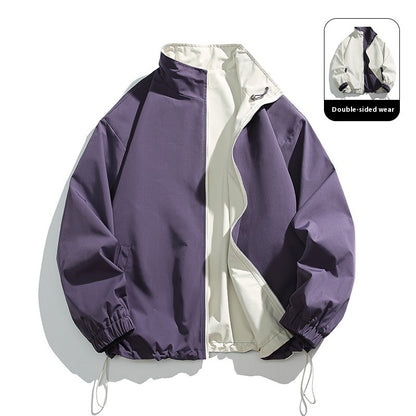 Reversible Coat Men's Loose Lapels Workwear Casual Jacket Sports Top