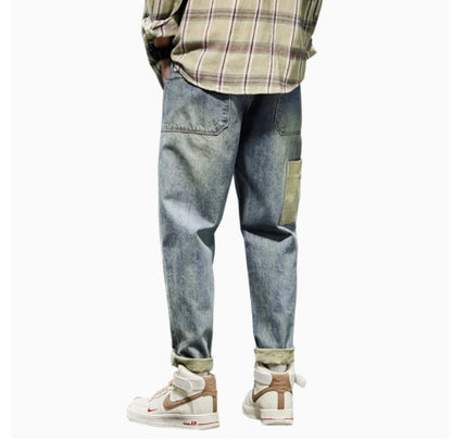 Men’s Loose Fit Harem 9/10 Jeans – Workwear Style Cropped Denim