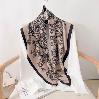 Fashion Gorgeous Printing Mesh Red Style Contrast Color Silky Scarf