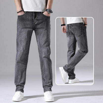 Men’s Retro Thin Straight-Leg Jeans – Lightweight & Laid-Back Comfort