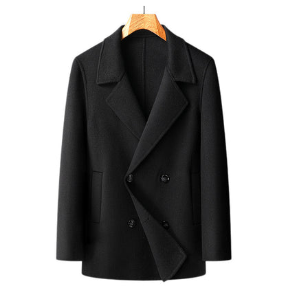 Handmade Double-faced Woolen Goods Wool Overcoat Short Double Breasted Coat